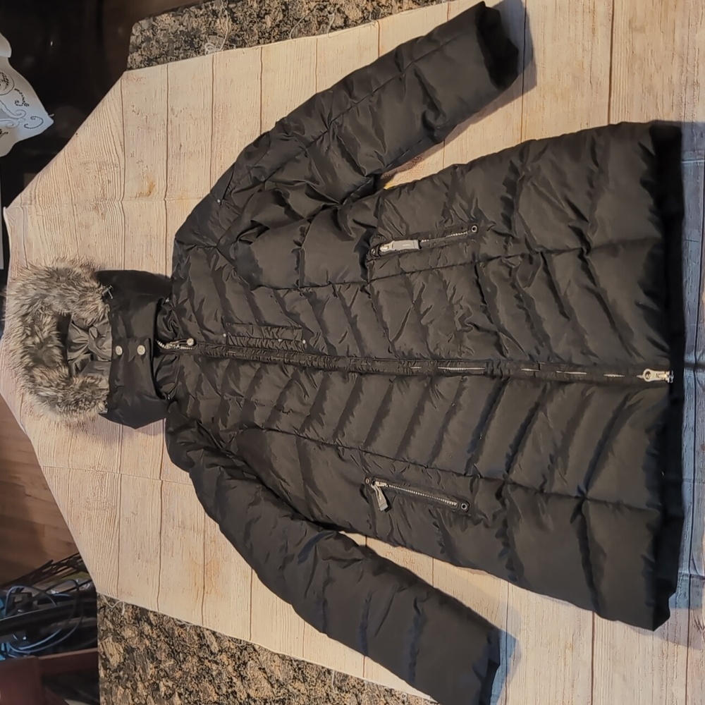 Eddie Bauer Women's Black Down Filled Hooded Parka Size XS